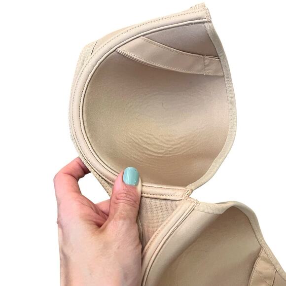 Chantelle Sublime Strapless Bra 32DD Nude Mesh Underwired Molded Lightly Lined - Picture 5 of 8